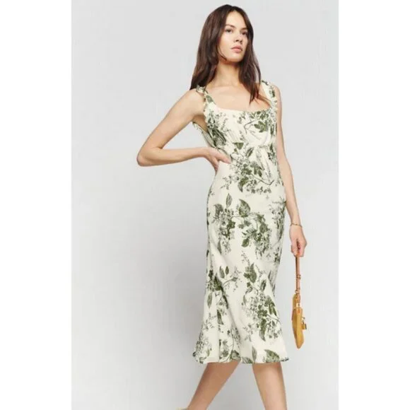 💕REFORMATION💕 Leni Dress ~ Sage Brush Floral Print Medium M NWT